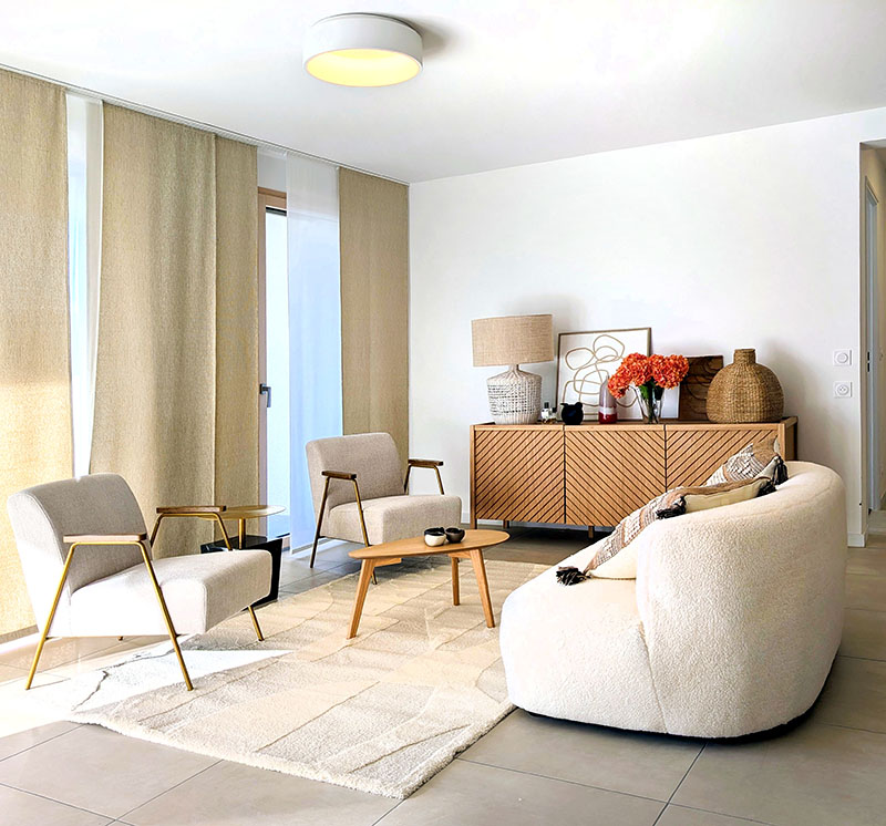 Agencement appartement témoin salon