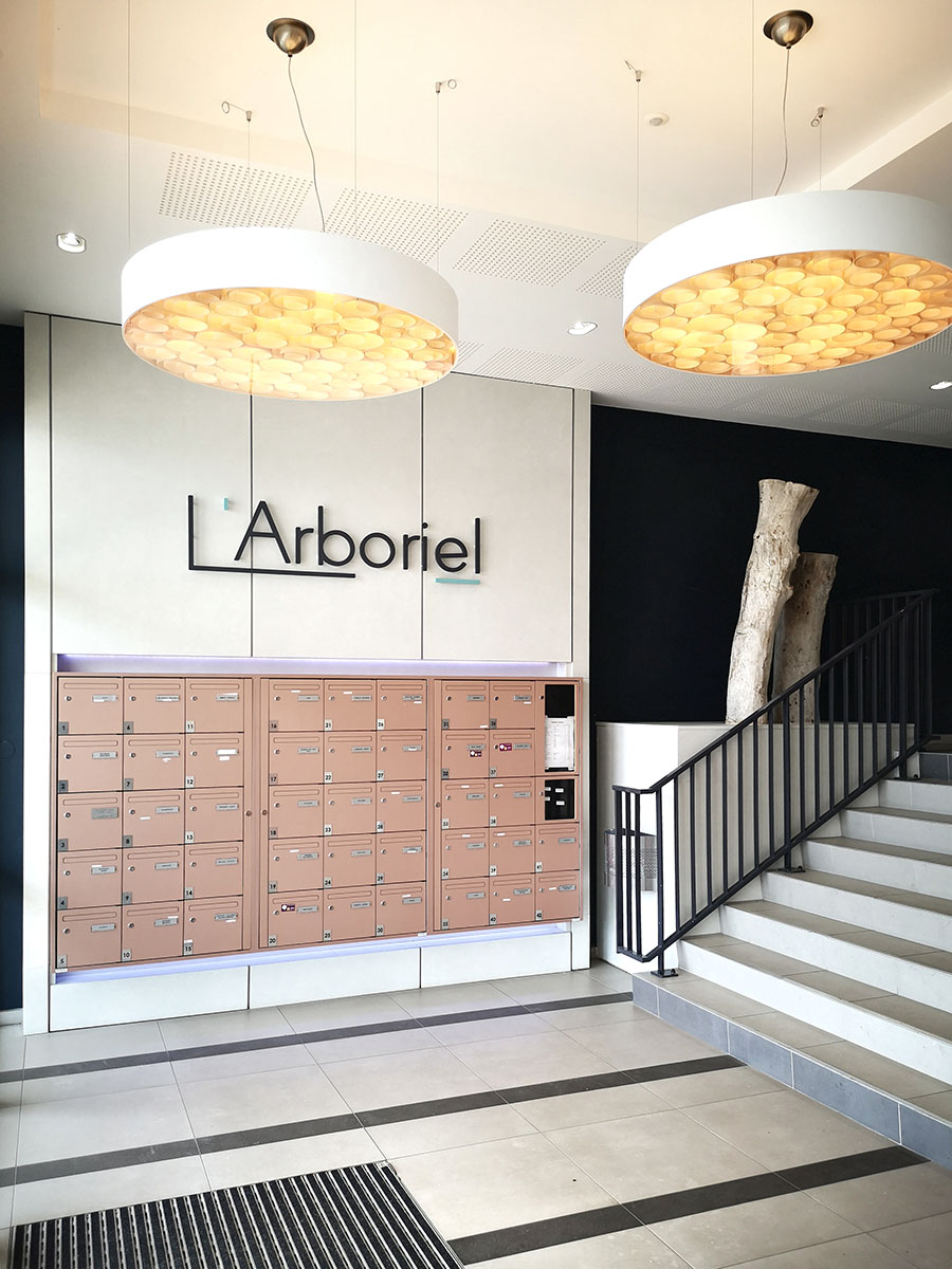 Agencement promotion immobilière hall L'arboriel